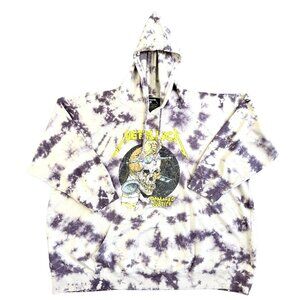 METALLICA Tie‑Dye Pullover Hoodie 5XL Rocker Hippy  White & Purple Skull Graphic